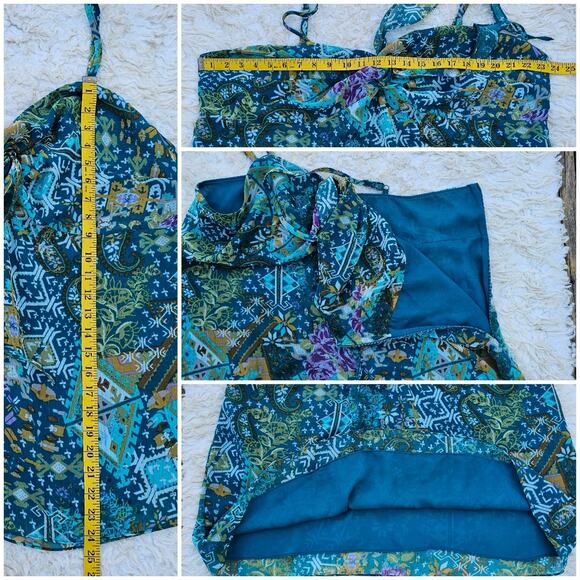Twist Front Tank Lane Bryant Plus Size 22 24 Blue Teal Floral Georgette Tie Top - Picture 5 of 7